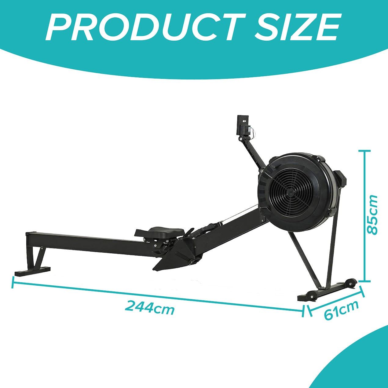 Adjustable Air Resistance Rowing Machine – Foldable Aluminium Frame, Silent 10-Level Rower with Smart Display & Ergonomic Seat for Home Gym Fitness