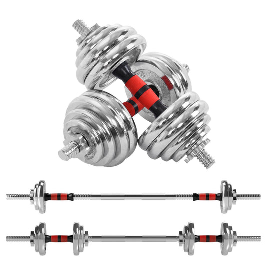 20kg (2-in-1) Adjustable Cast Iron Dumbbell & Barbell Set – Strength Training Weights for Home Gym & Personal Fitness Studios