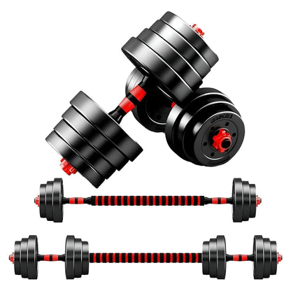 Adjustable Dumbbells & Barbell Set – Vinyl‑Coated 20 / 25 / 30 kg Muscle Workout Kit for Home Gym, Noise‑Reducing, Space‑Saving