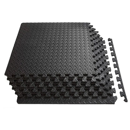 10mm EVA Foam Interlocking Puzzle Exercise Mat – Non-Slip, Shock Absorbing Gym Flooring for Home Fitness & Studio Use – Durable Black Tiles