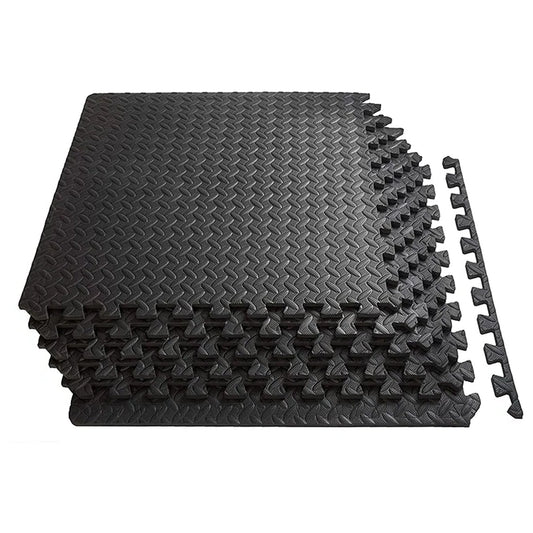 10mm EVA Foam Interlocking Puzzle Exercise Mat – Non-Slip, Shock Absorbing Gym Flooring for Home Fitness & Studio Use – Durable Black Tiles