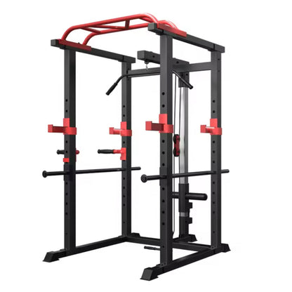 Adjustable Power Rack Multi-Cage with Dual Cable Pulley & Pull-Up Bar – Heavy-Duty Steel Strength Training Station for Home Gym Fitness