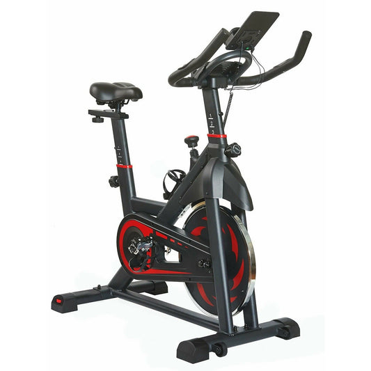 Quiet Stationary Spin Bike with Steel Frame, Silent Belt Drive, LCD Display & Tablet Holder for Cardio Training in Home Gym
