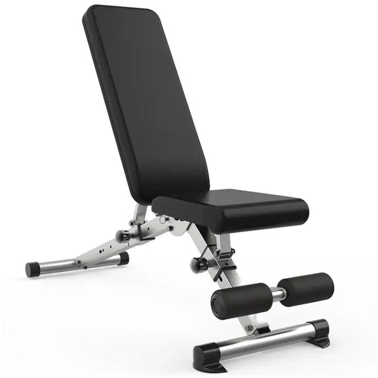 Heavy Duty Adjustable Weight Bench with Dip Station – Steel Frame, Multi Angle Back and Seat, Strength Training, Home Gym, Compact Design