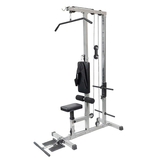 LAT Pulldown Machine – High & Low Pulley Cable Station with Adjustable Seat for Home Gym