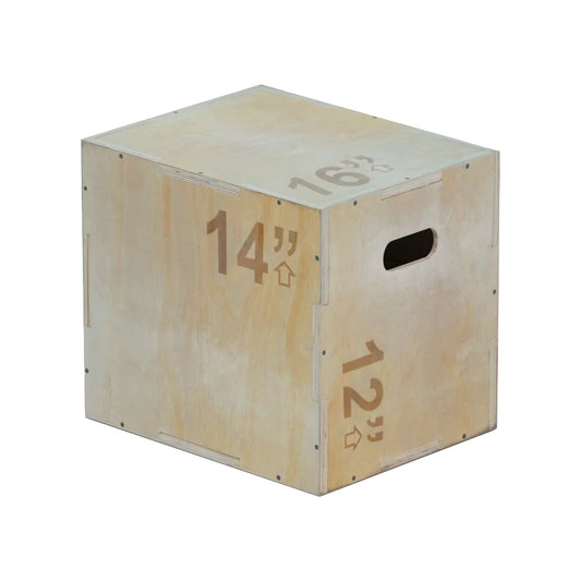 Heavy-Duty 3-in-1 Wooden Plyometric Jump Box – Multi-Height (14",16",20",24") | Non-Slip Surface | Home Gym Jump Trainer for Agility, HIIT & Strength Workouts