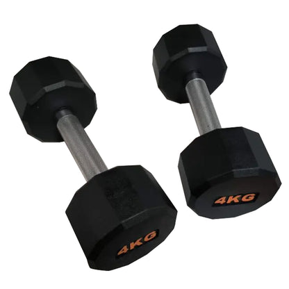 Rubber Coated Round Hex Dumbbell – Anti‑Roll Design, Knurled Grip Strength Training Dumbbells for Home Gym