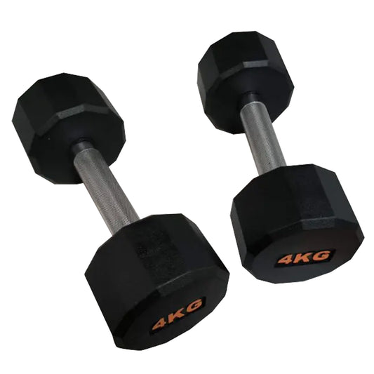 Rubber Coated Round Hex Dumbbell – Anti‑Roll Design, Knurled Grip Strength Training Dumbbells for Home Gym