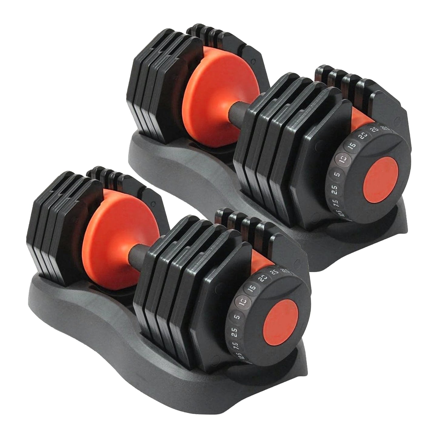 Adjustable Dumbbells 10‑in‑1 (2.5–25 kg) with Quick‑Dial & Safety Lock – Space Saving Home Gym Strength Equipment