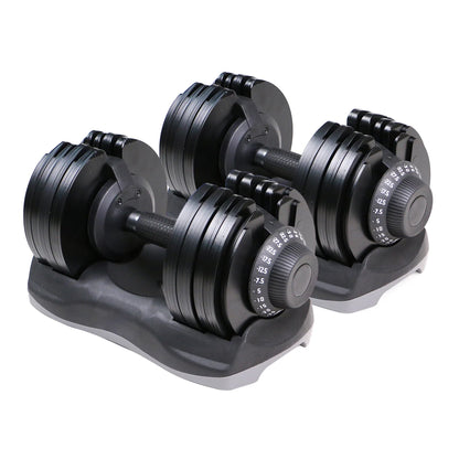 Adjustable Dumbbell Set – Pair of 12-in-1 Free Weights Ranging from 5kg to 32.5kg Each in 2.5kg Increments – Space Saving Strength Training Equipment for Home Gyms