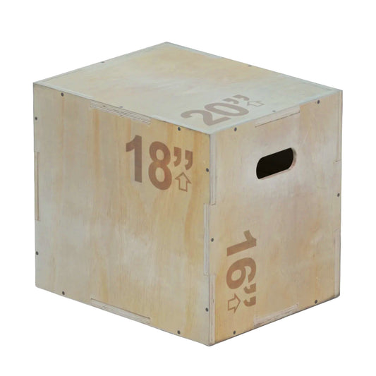Heavy-Duty 3-in-1 Wooden Plyometric Jump Box – Multi-Height (14",16",20",24") | Non-Slip Surface | Home Gym Jump Trainer for Agility, HIIT & Strength Workouts