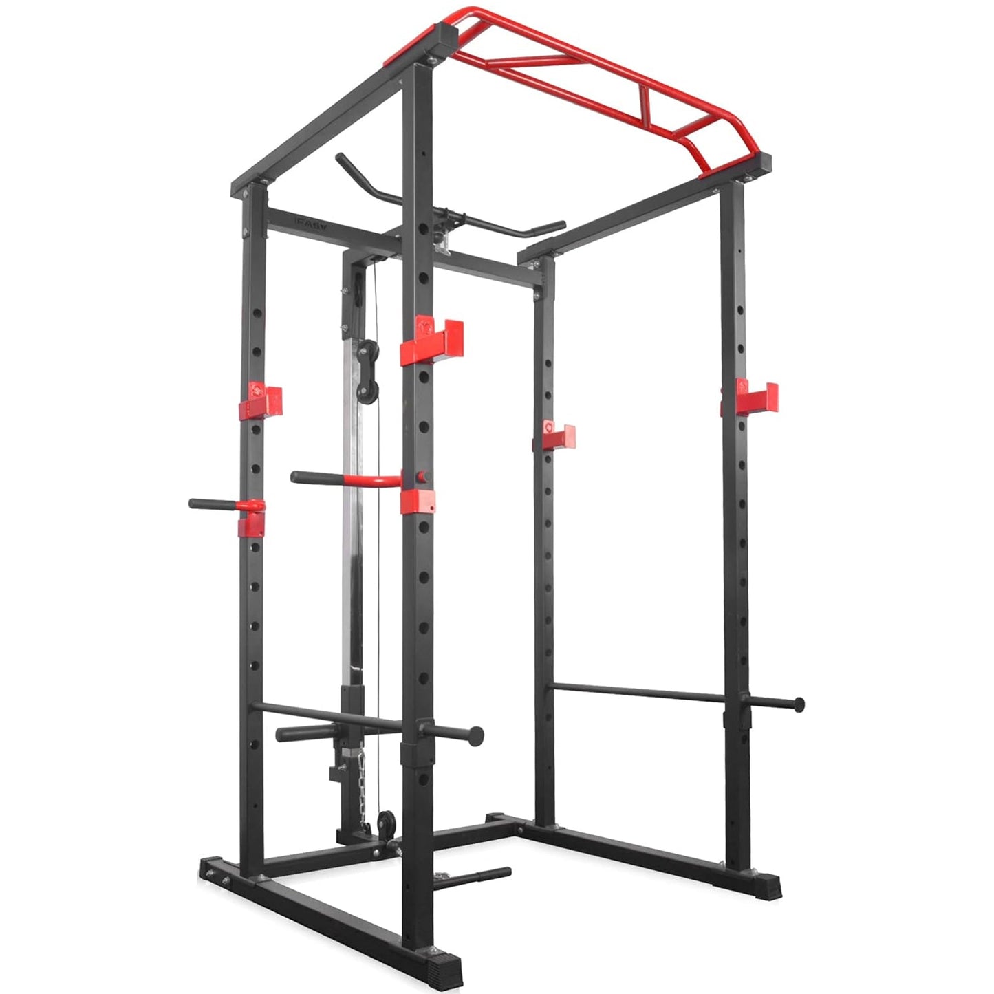 Adjustable Power Rack Multi-Cage with Dual Cable Pulley & Pull-Up Bar – Heavy-Duty Steel Strength Training Station for Home Gym Fitness