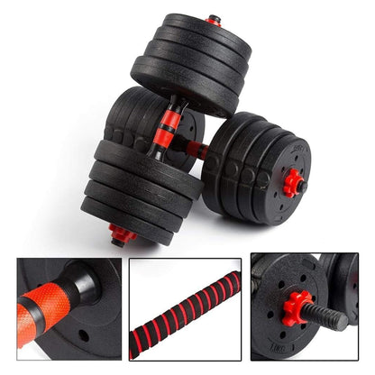 Adjustable Dumbbells & Barbell Set – Vinyl‑Coated 20 / 25 / 30 kg Muscle Workout Kit for Home Gym, Noise‑Reducing, Space‑Saving
