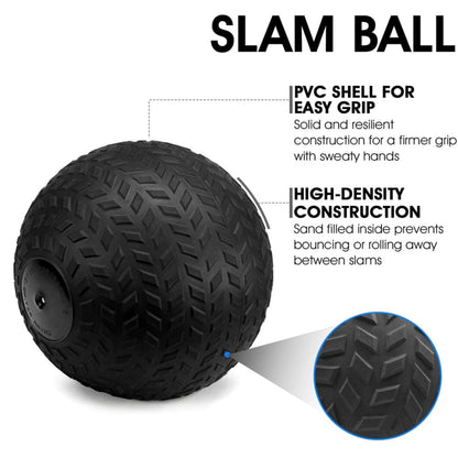 Treaded Rubber Slam Ball – Heavy‑Duty No‑Bounce, Tire‑Tread Grip for Power & Core Training – Compact Home Gym Essential