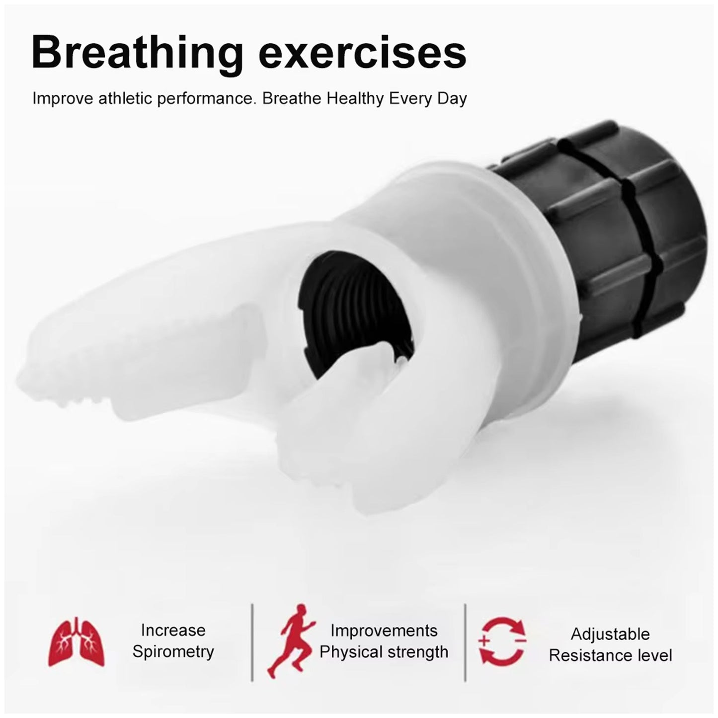 Adjustable Silicone Breath Trainer – Portable Lung Exerciser for Respiratory Therapy, Lung Capacity & Stamina Boost, Home Health & Fitness
