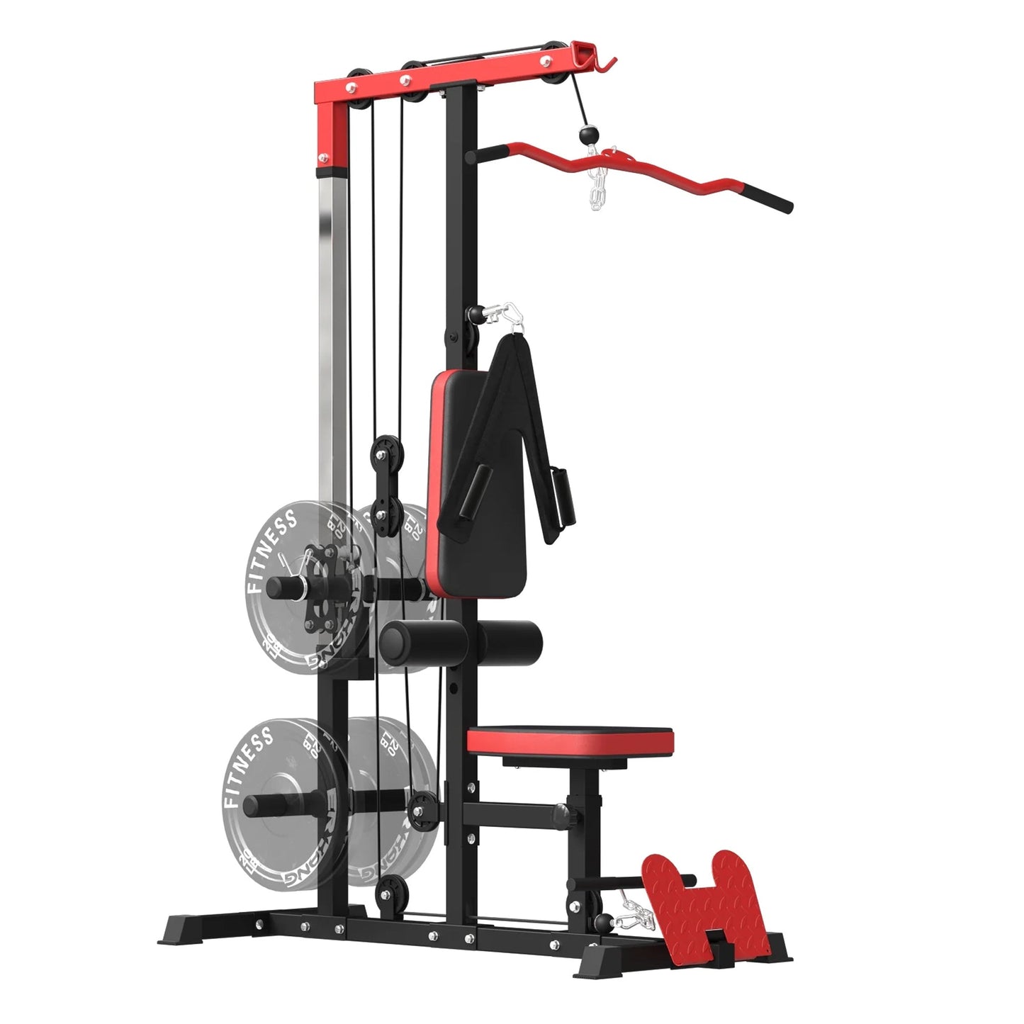 LAT Pulldown Machine – High & Low Pulley Cable Station with Adjustable Seat for Home Gym