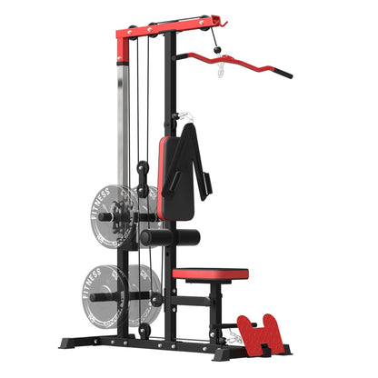 LAT Pulldown Machine – High & Low Pulley Cable Station with Adjustable Seat for Home Gym