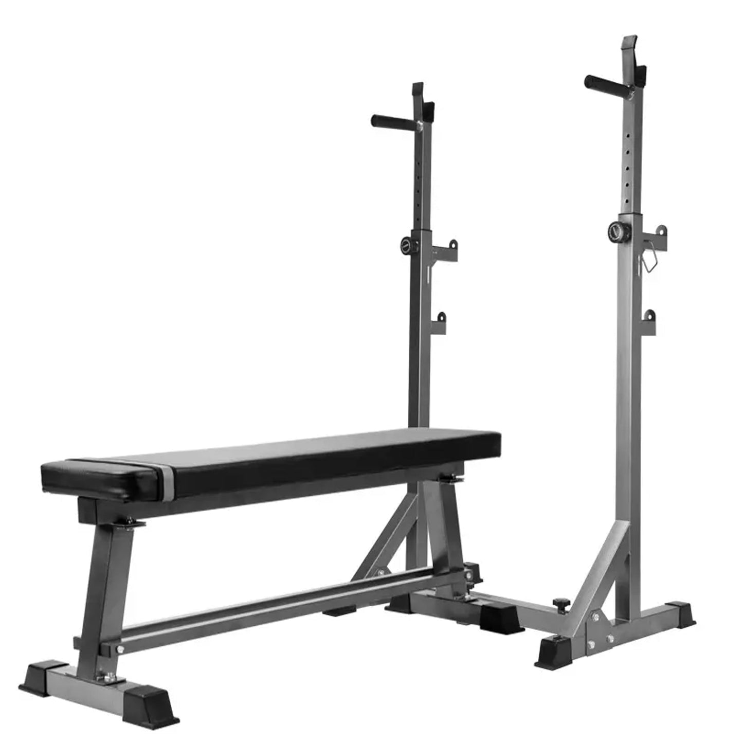 Adjustable Half Squat Rack with Dip Station & Pull Up Bar – Heavy Duty Steel Strength Training Stand for Home Gym, Spotter Arms Included