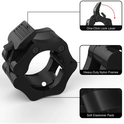 Olympic Barbell Collars Quick‑Release Locking Clips – Heavy‑Duty Steel Clamps for Weightlifting & CrossFit, Secure Grip for Home Gym