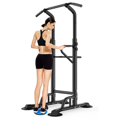 Multi‑Function Steel Power Tower – Pull‑Up, Dip, Push‑Up & Vertical Knee Raise Station for Home Gym Strength Training