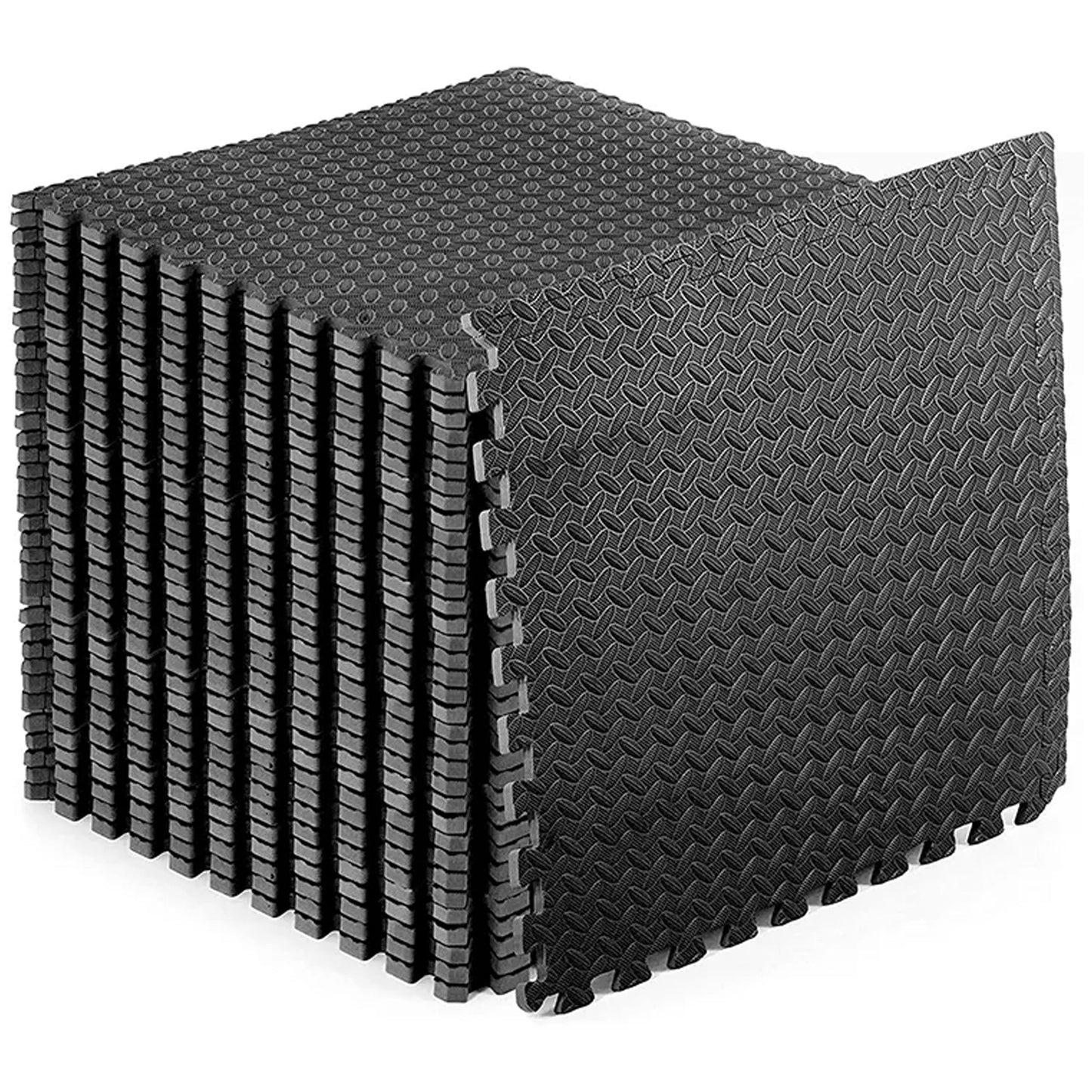 10mm EVA Foam Interlocking Puzzle Exercise Mat – Non-Slip, Shock Absorbing Gym Flooring for Home Fitness & Studio Use – Durable Black Tiles