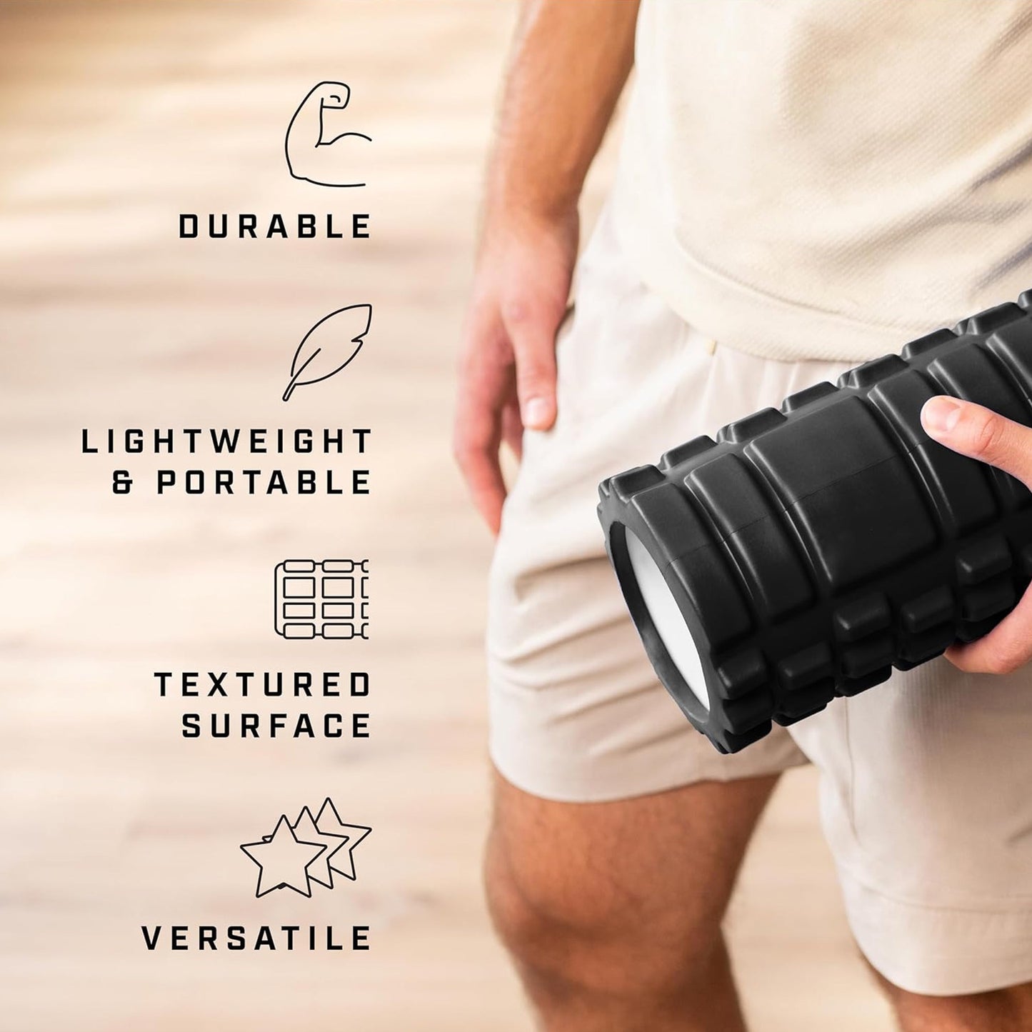 High-Density Foam Massage Roller – Durable EVA, Grid Texture, Deep Tissue Relief for Muscle Recovery, Flexibility & Pain Relief – Home & Travel Friendly