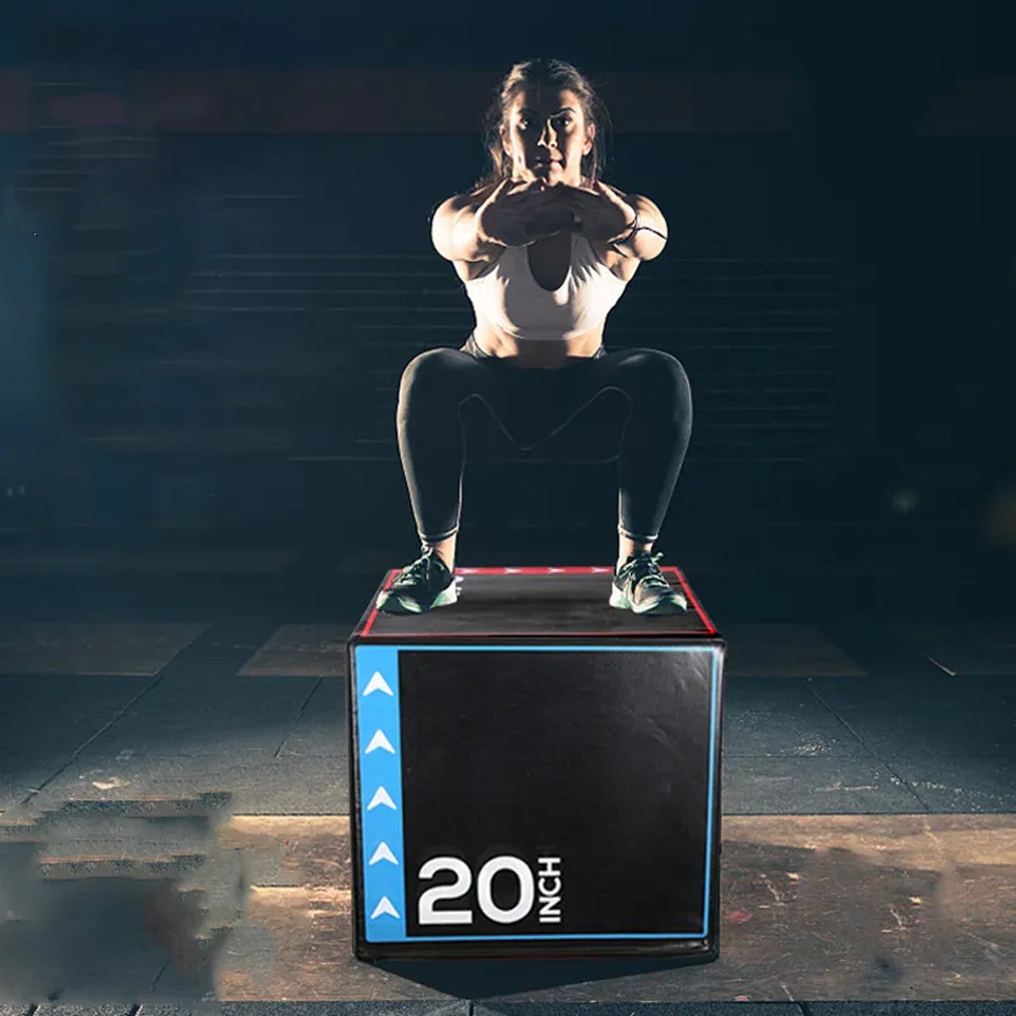 3‑in‑1 Soft Foam Plyometric Jump Box with Non‑Slip PVC Coating – 16/20/24″ Heights for Home Gym Strength & Jump Training