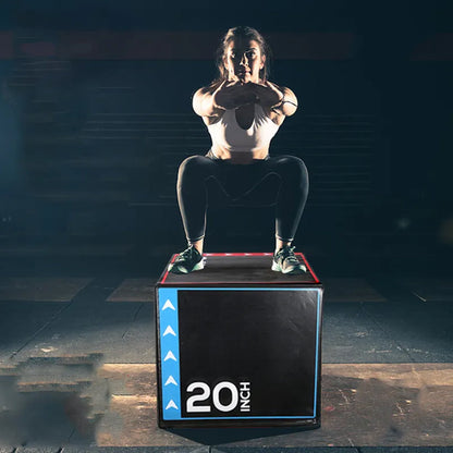 3‑in‑1 Soft Foam Plyometric Jump Box with Non‑Slip PVC Coating – 16/20/24″ Heights for Home Gym Strength & Jump Training