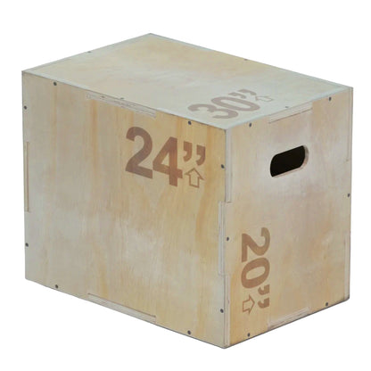 Heavy-Duty 3-in-1 Wooden Plyometric Jump Box – Multi-Height (14",16",20",24") | Non-Slip Surface | Home Gym Jump Trainer for Agility, HIIT & Strength Workouts