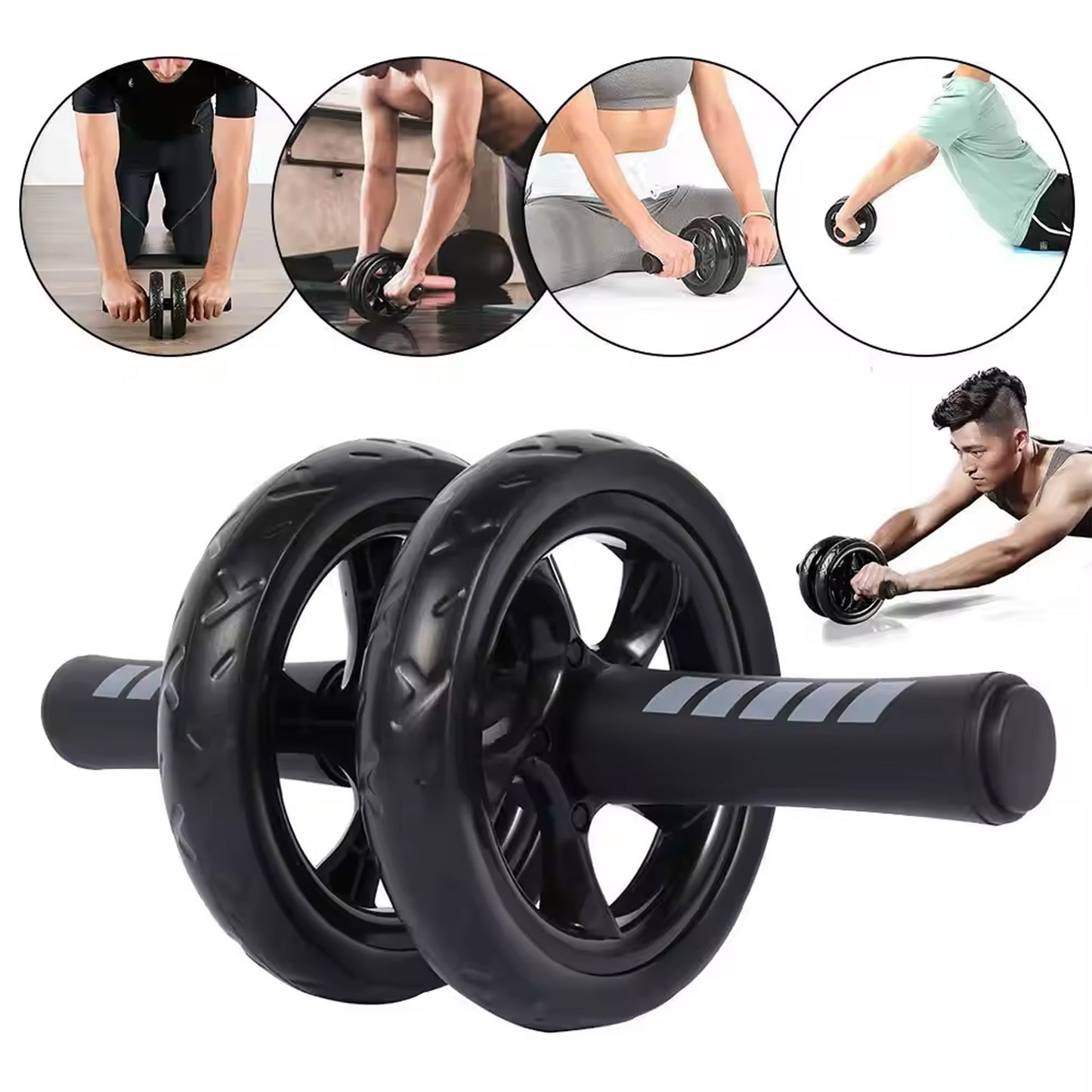 Double Wheel AB Roller with Extra Thick Knee Mat – 3.2" Wide Core Trainer for Home Gym, Ergonomic Foam Handles, 500 lbs Capacity for Stability & Comfort