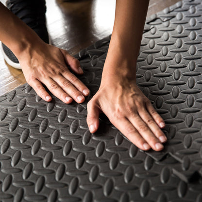 10mm EVA Foam Interlocking Puzzle Exercise Mat – Non-Slip, Shock Absorbing Gym Flooring for Home Fitness & Studio Use – Durable Black Tiles