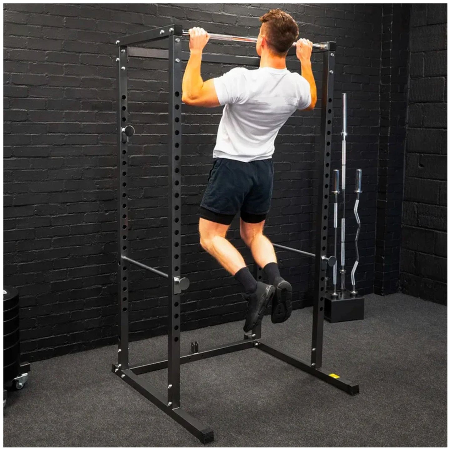 Heavy‑Duty Adjustable G100 Power Rack with Pull‑Up Bar – Durable Steel Frame, Safety Spotter Arms, Strength Training for Compact Home Gyms (Black)