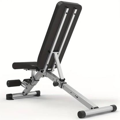 Heavy Duty Adjustable Weight Bench with Dip Station – Steel Frame, Multi Angle Back and Seat, Strength Training, Home Gym, Compact Design