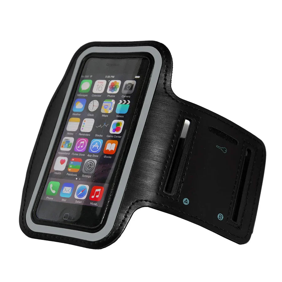 Waterproof Sports Armband Phone Holder – Elastic neoprene sleeve, reflective strips, fits up to 7" phones, touch-screen compatible – ideal for running & gym