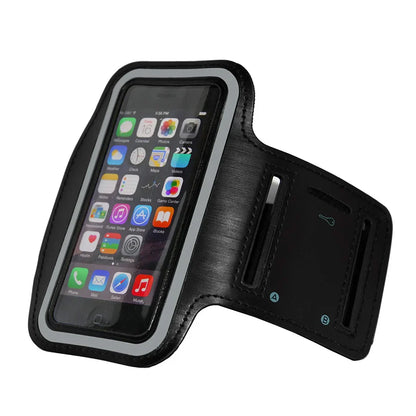 Waterproof Sports Armband Phone Holder – Elastic neoprene sleeve, reflective strips, fits up to 7" phones, touch-screen compatible – ideal for running & gym
