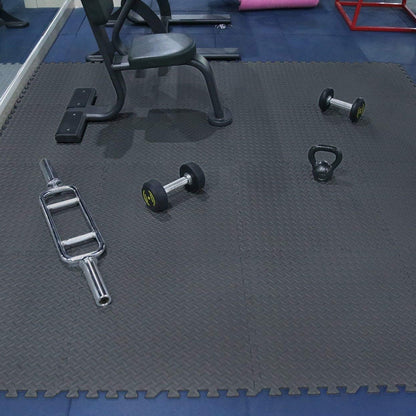 10mm EVA Foam Interlocking Puzzle Exercise Mat – Non-Slip, Shock Absorbing Gym Flooring for Home Fitness & Studio Use – Durable Black Tiles