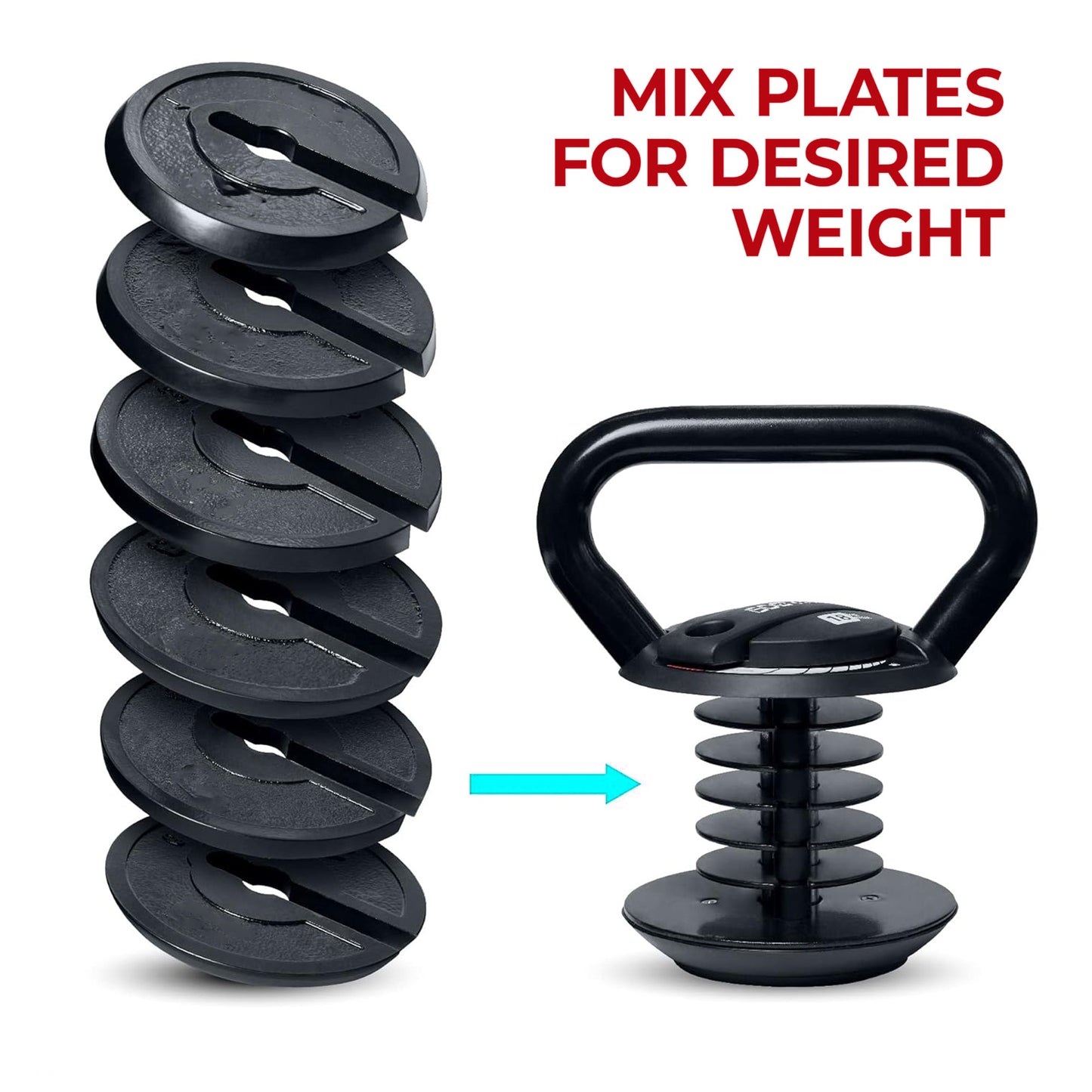7 in 1 Adjustable Kettlebell Weight Set – 3.4kg to 18kg, Quick Lock System, Ergonomic Handle, Compact Strength Training Gear for Home Gym Workouts