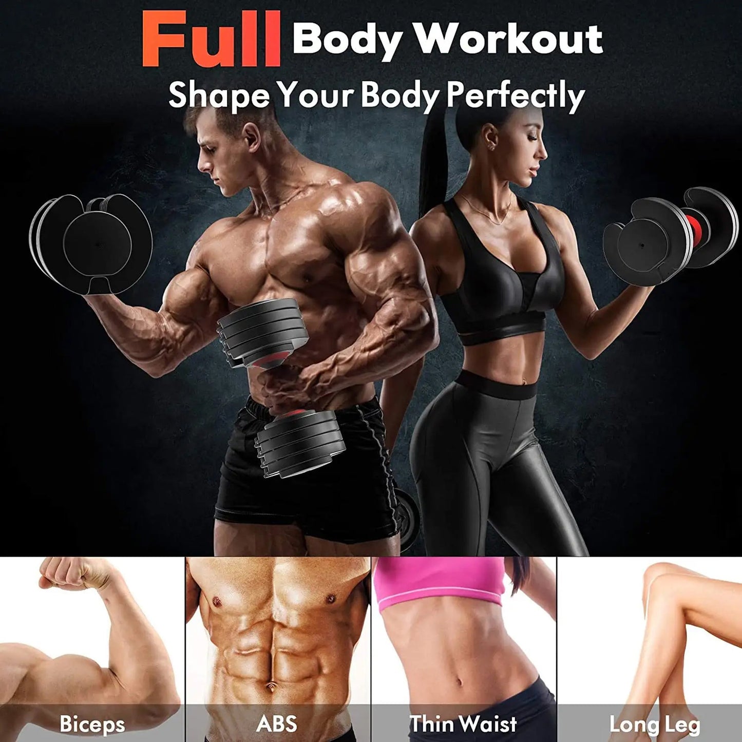 Adjustable Dumbbells 10‑in‑1 (2.5–25 kg) with Quick‑Dial & Safety Lock – Space Saving Home Gym Strength Equipment