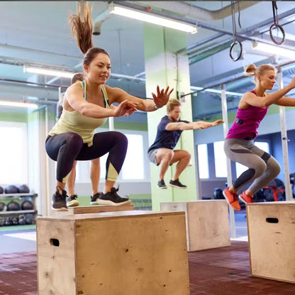 Heavy-Duty 3-in-1 Wooden Plyometric Jump Box – Multi-Height (14",16",20",24") | Non-Slip Surface | Home Gym Jump Trainer for Agility, HIIT & Strength Workouts