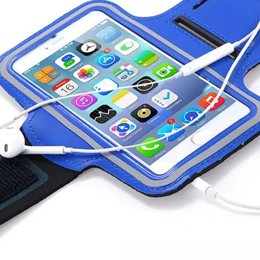 Waterproof Sports Armband Phone Holder – Elastic neoprene sleeve, reflective strips, fits up to 7" phones, touch-screen compatible – ideal for running & gym
