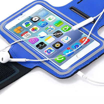 Waterproof Sports Armband Phone Holder – Elastic neoprene sleeve, reflective strips, fits up to 7" phones, touch-screen compatible – ideal for running & gym
