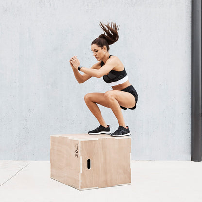 Heavy-Duty 3-in-1 Wooden Plyometric Jump Box – Multi-Height (14",16",20",24") | Non-Slip Surface | Home Gym Jump Trainer for Agility, HIIT & Strength Workouts