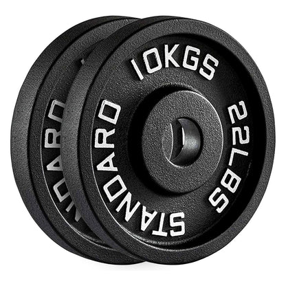 Cast Iron Weight Plates – Black Powder-Coated Olympic Discs with Steel Inserts | Heavy-Duty Plates for Strength Training & Home Gym |Sets Available