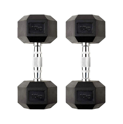 Hex Dumbbells 2.5kg–60kg Pairs & Sets – Heavy-Duty Rubber-Coated Anti-Roll Weights with Knurled Handles for Strength Training – Home Gym or Studio