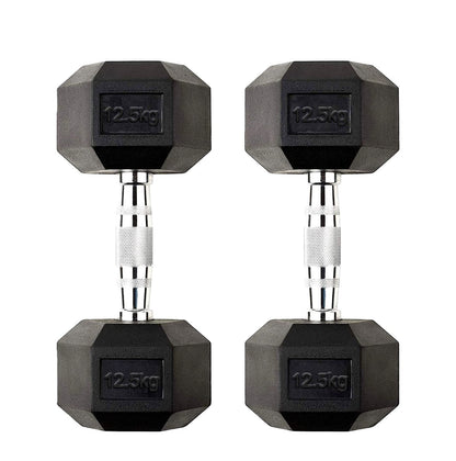 Hex Dumbbells 2.5kg–60kg Pairs & Sets – Heavy-Duty Rubber-Coated Anti-Roll Weights with Knurled Handles for Strength Training – Home Gym or Studio