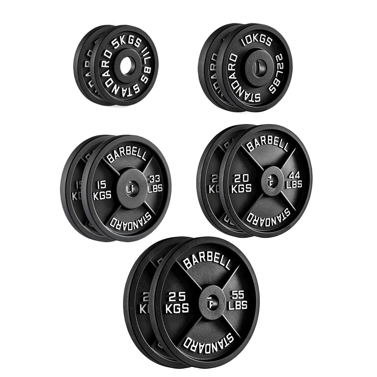 Cast Iron Weight Plates – Black Powder-Coated Olympic Discs with Steel Inserts | Heavy-Duty Plates for Strength Training & Home Gym |Sets Available