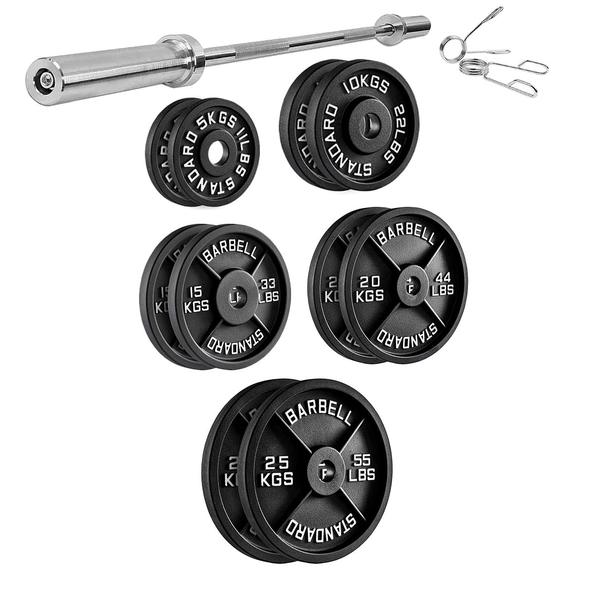 Cast Iron Weight Plates – Black Powder-Coated Olympic Discs with Steel Inserts | Heavy-Duty Plates for Strength Training & Home Gym |Sets Available