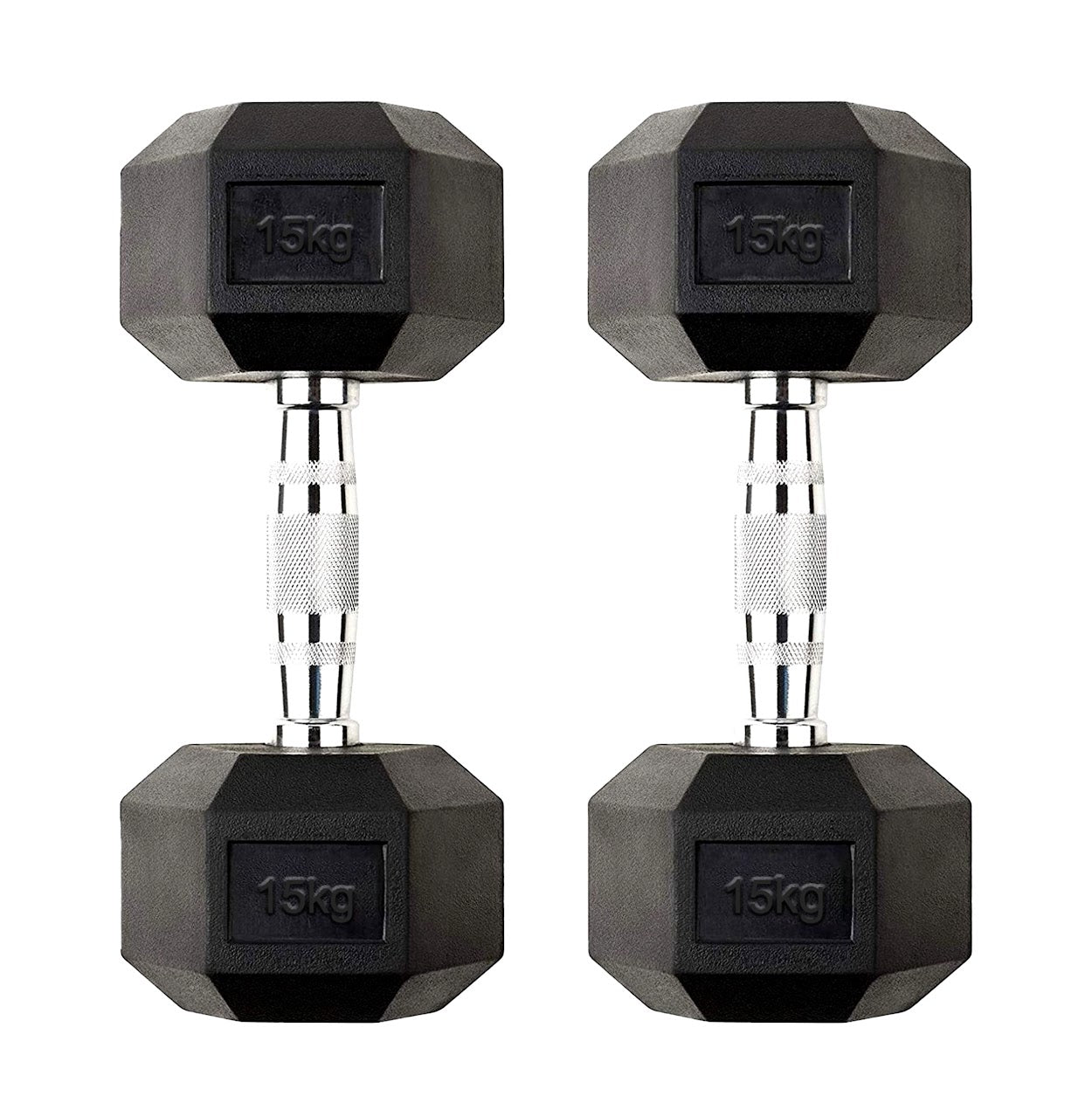 Hex Dumbbells 2.5kg–60kg Pairs & Sets – Heavy-Duty Rubber-Coated Anti-Roll Weights with Knurled Handles for Strength Training – Home Gym or Studio