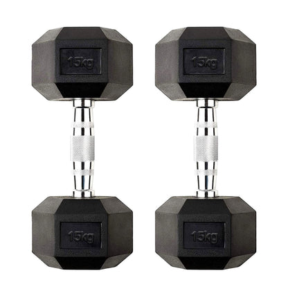 Hex Dumbbells 2.5kg–60kg Pairs & Sets – Heavy-Duty Rubber-Coated Anti-Roll Weights with Knurled Handles for Strength Training – Home Gym or Studio