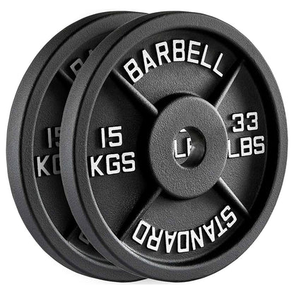 Cast Iron Weight Plates – Black Powder-Coated Olympic Discs with Steel Inserts | Heavy-Duty Plates for Strength Training & Home Gym |Sets Available